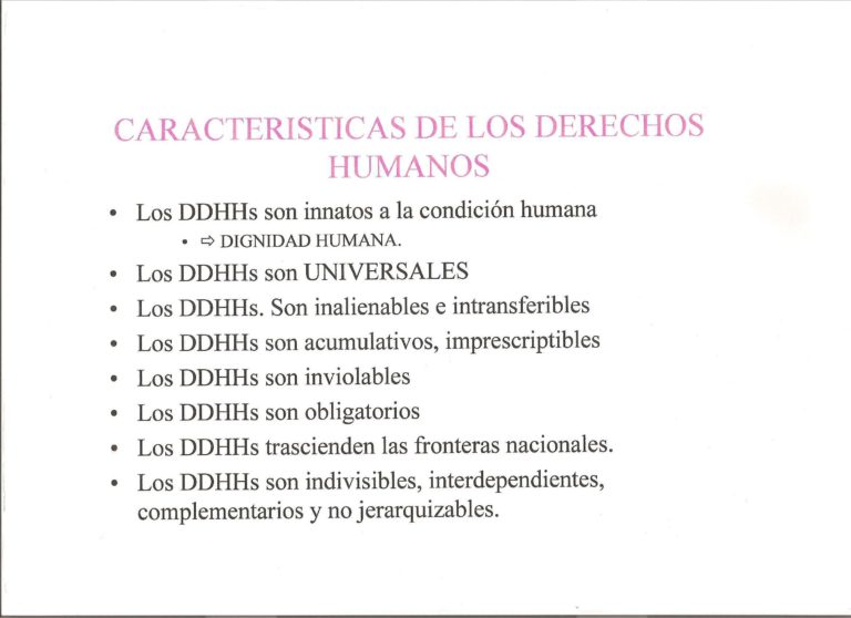 Caracter Sticas De Los Ddhh Ocsi